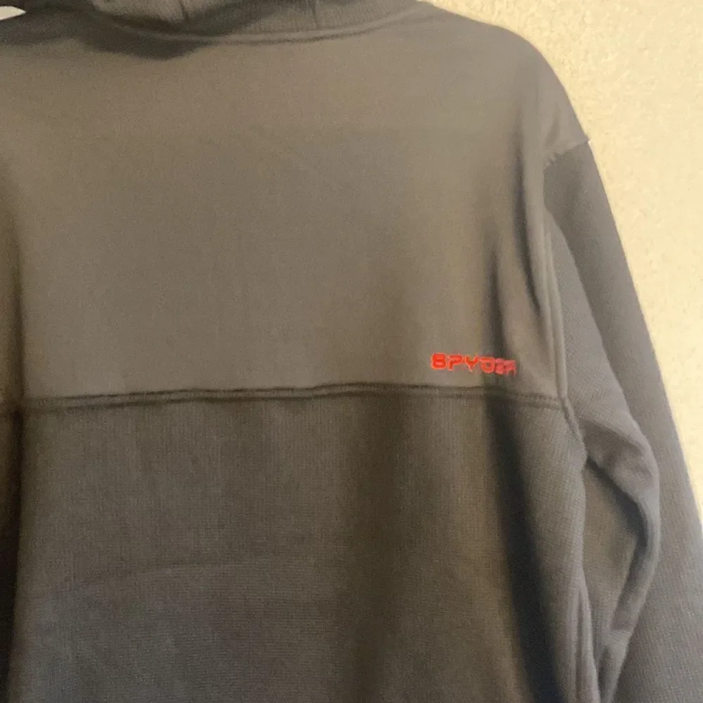 NWT- SPYDER- black mens 1/4 zip pullover hoodie- Size medium